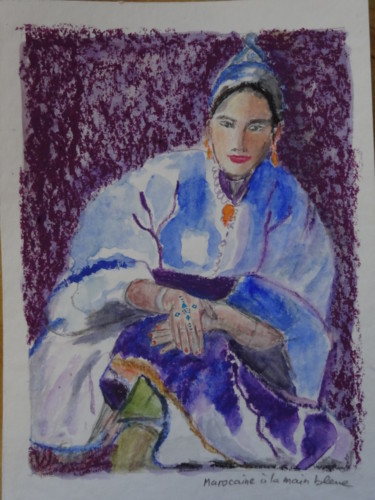 Peinture intitulée "jeune femme berbère…" par Maï Laffargue, Œuvre d'art originale, Aquarelle