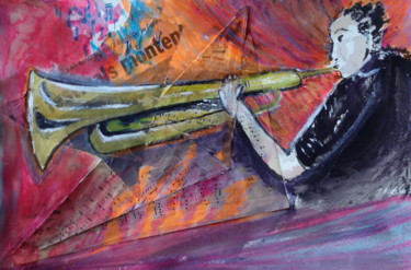 Peinture intitulée "Trompettiste de jaz…" par Maï Laffargue, Œuvre d'art originale, Autre