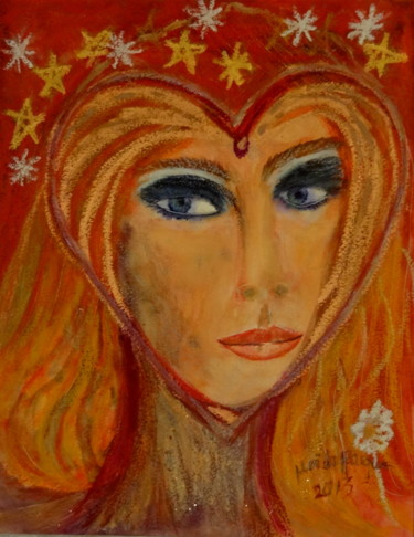 Peinture intitulée "Dame de coeur en at…" par Maï Laffargue, Œuvre d'art originale, Acrylique