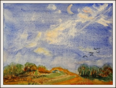 Pintura titulada "Ciel étrange de mi-…" por Maï Laffargue, Obra de arte original, Acuarela
