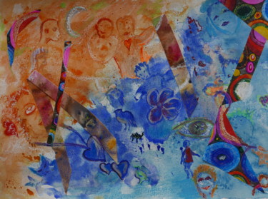 Peinture intitulée "Fleur bleue" par Maï Laffargue, Œuvre d'art originale, Autre