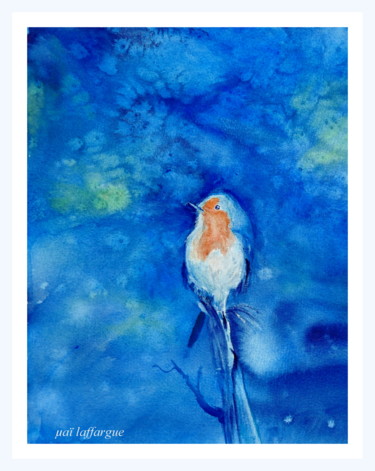 Peinture intitulée "Oiseau rêveur" par Maï Laffargue, Œuvre d'art originale, Aquarelle