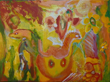 Schilderij getiteld "Les zamis" door Maï Laffargue, Origineel Kunstwerk, Acryl