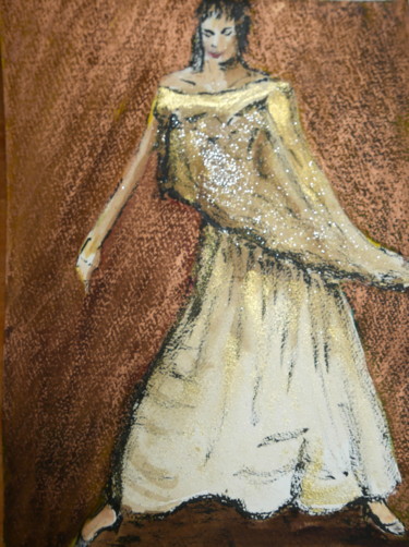Malerei mit dem Titel "Femme au châle tran…" von Maï Laffargue, Original-Kunstwerk, Andere