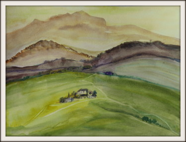 Peinture intitulée "campagne de mon enf…" par Maï Laffargue, Œuvre d'art originale, Aquarelle