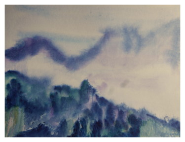 Painting titled "Vallon embrumé" by Maï Laffargue, Original Artwork, Watercolor