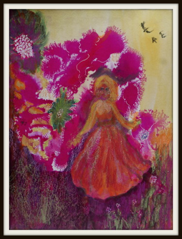 Peinture intitulée "Fée des fleurs" par Maï Laffargue, Œuvre d'art originale, Autre