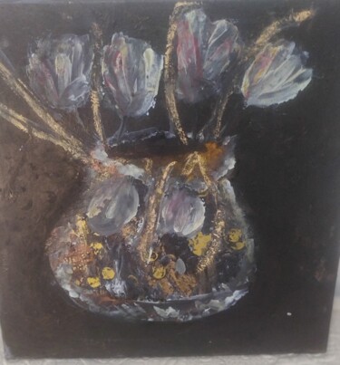 Peinture intitulée "jarron  con tulipan…" par Maia Del Carmen Mejuto Castiñeira, Œuvre d'art originale, Acrylique