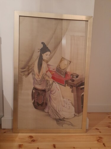 Textile Art titled "woman in front of a…" by მაია ხაბეიშვილი, Original Artwork, Embroidery