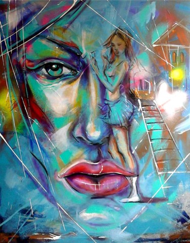 Pintura intitulada "Face" por Maia Siradze, Obras de arte originais, Outro