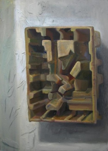 Painting titled "Caisse" by Maia Stefana Oprea, Original Artwork, Oil