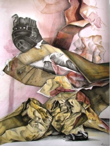 Painting titled "LA TRILOGIE DU SAC…" by Maia Stefana Oprea, Original Artwork, Oil
