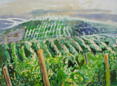 Painting titled "Vignoble I" by Maia Stefana Oprea, Original Artwork, Oil