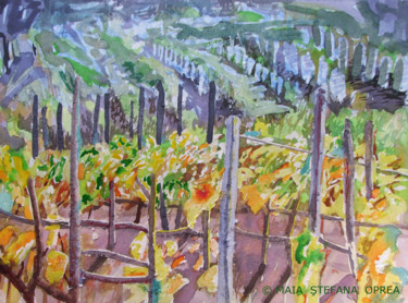 Painting titled "Vignoble III" by Maia Stefana Oprea, Original Artwork, Oil