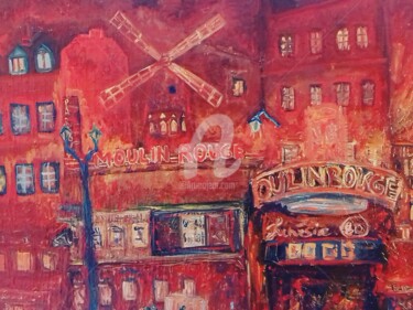 Schilderij getiteld "moulin rouge" door Maier Salomé, Origineel Kunstwerk, Olie