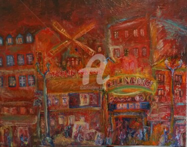 Pintura intitulada "Le moulin Rouge, Pa…" por Maier Salomé, Obras de arte originais, Óleo