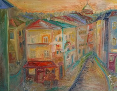 Painting titled "Rue de montmartre" by Maier Salomé, Original Artwork, Oil