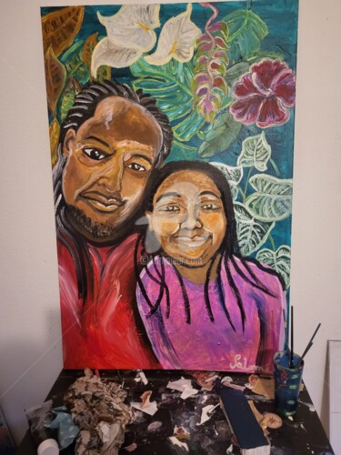 Painting titled "Mika et lili" by Maier Salomé, Original Artwork, Acrylic Mounted on Wood Stretcher frame