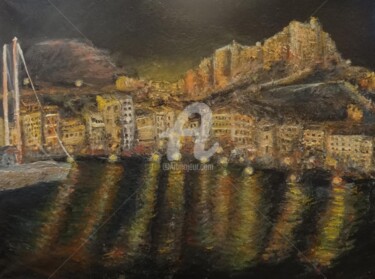 Pintura intitulada "Port de nuit" por Maier Salomé, Obras de arte originais, Óleo