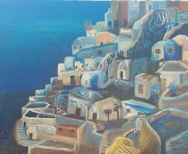 Schilderij getiteld "Grèce de nuit 2" door Maier Salomé, Origineel Kunstwerk, Olie