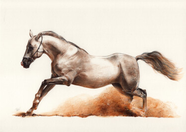Dessin intitulée "Running Horse" par Daria Maier, Œuvre d'art originale, Stylo à bille