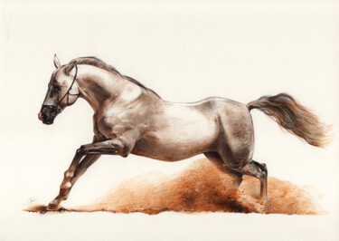 Running Horse Drawing titled "Running Horse" by Daria Maier, Original Art, Ballpoint pen