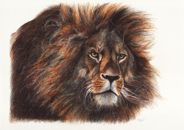 Lion Рисунок под названием "Lion" - Daria Maier, Подлинное произведение искусства, Шариковая ручка