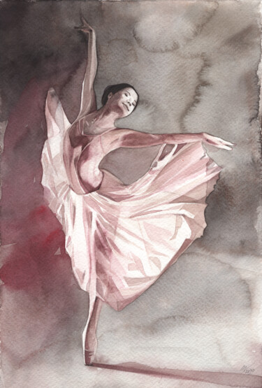 Dibujo titulada "Ballet Dancer" por Daria Maier, Obra de arte original, Acuarela