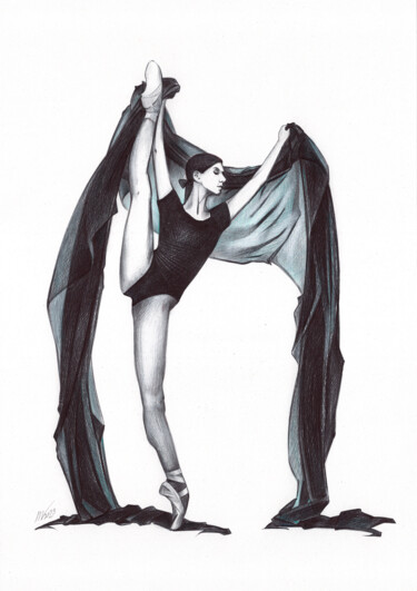 Dibujo titulada "Ballet Dancer II" por Daria Maier, Obra de arte original, Bolígrafo