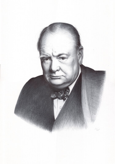 Drawing titled "Winston Churchill (…" by Daria Maier, Original Artwork, Ballpoint pen