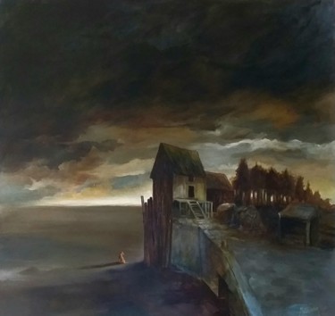 Pintura titulada "nuit sans fin 3" por Bernard Maignan, Obra de arte original, Acrílico
