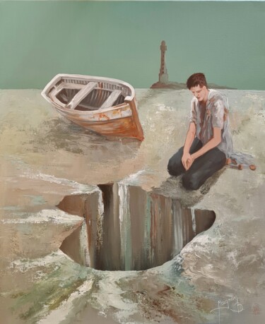 Painting titled "La mer a disparu ?" by Bernard Maignan, Original Artwork, Acrylic