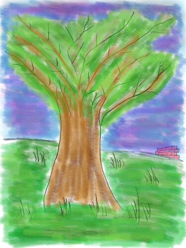 Digitale Kunst mit dem Titel "Baum im Freien" von Maik Fürste, Original-Kunstwerk, Digitale Malerei