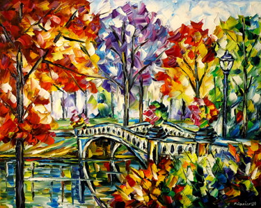 Картина под названием "Central Park, Bow B…" - Mirek Kuzniar, Подлинное произведение искусства, Масло