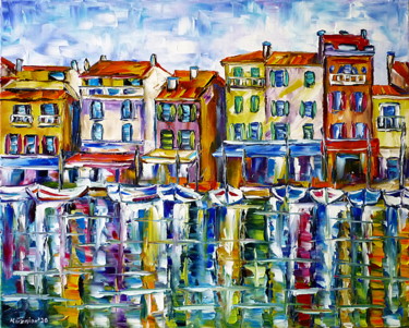 Malerei mit dem Titel "Hafen von Cassis" von Mirek Kuzniar, Original-Kunstwerk, Öl
