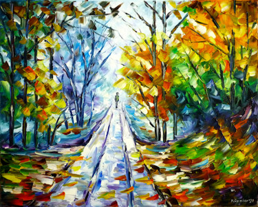 Malerei mit dem Titel "Im Herbstnebel" von Mirek Kuzniar, Original-Kunstwerk, Öl
