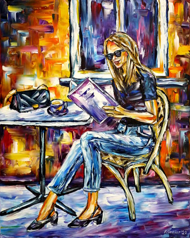 Malerei mit dem Titel "Die Frau mit der Sp…" von Mirek Kuzniar, Original-Kunstwerk, Öl