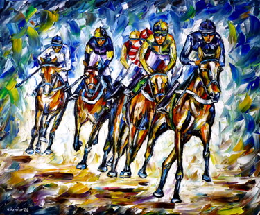 Malerei mit dem Titel "Derby" von Mirek Kuzniar, Original-Kunstwerk, Öl