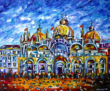 Painting titled "Basilica di San Mar…" by Mirek Kuzniar, Original Artwork, Oil