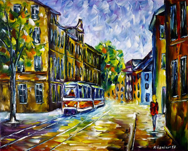 Malerei mit dem Titel "Straßen von Gera" von Mirek Kuzniar, Original-Kunstwerk, Öl