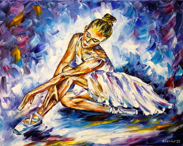 Malerei mit dem Titel "Ballettübung" von Mirek Kuzniar, Original-Kunstwerk, Öl