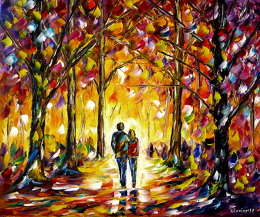 Malerei mit dem Titel "Im Liebespark" von Mirek Kuzniar, Original-Kunstwerk, Öl