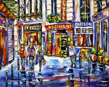 Peinture intitulée "Rue Saint-Séverin,…" par Mirek Kuzniar, Œuvre d'art originale, Huile