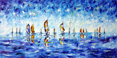 Painting titled "Regatta I" by Mirek Kuzniar, Original Artwork, Oil