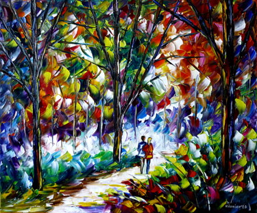 Painting titled "Im bunten Park" by Mirek Kuzniar, Original Artwork, Oil