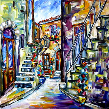 Italienische Idylle, Pitigliano Malerei mit dem Titel "Italienische Idylle…" von Mirek Kuzniar, Original-Kunstwerk, Öl