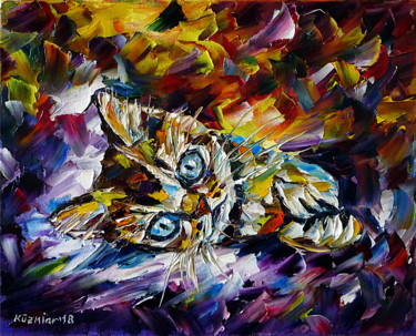 Painting titled "Katzenbaby I" by Mirek Kuzniar, Original Artwork, Oil