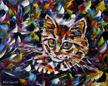 Painting titled "Katzenbaby II" by Mirek Kuzniar, Original Artwork, Oil