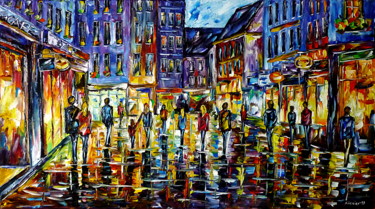 Malerei mit dem Titel "Stadtbummel" von Mirek Kuzniar, Original-Kunstwerk, Öl