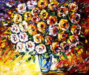 Painting titled "Blumen der Liebe" by Mirek Kuzniar, Original Artwork, Oil